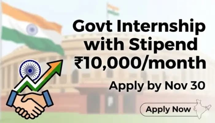 Govt Internship with Stipend ,month Apply by Nov